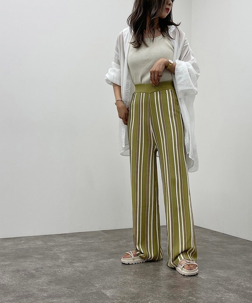 apres jour mignon（アプレジュールミニョン）の「マルチストライプニットパンツ【ZOZOTOWN限定アイテム】（その他パンツ・レディース・ブラック系その他/グリーン系その他3/アイボリー/ブルー系その他・SMALL/X-LARGE/MEDIUM）」の10枚目の写真