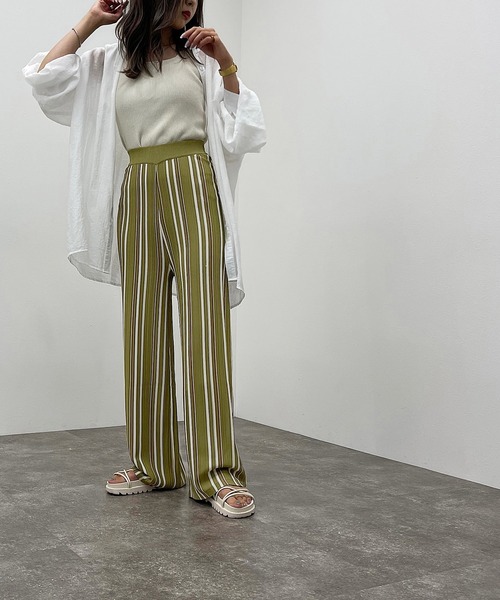 apres jour mignon（アプレジュールミニョン）の「マルチストライプニットパンツ【ZOZOTOWN限定アイテム】（その他パンツ・レディース・ブラック系その他/グリーン系その他3/アイボリー/ブルー系その他・SMALL/X-LARGE/MEDIUM）」の14枚目の写真