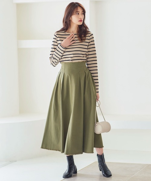 KOBE LETTUCE（コウベレタス）の「切りっぱなしストーンウォッシュスカート（スカート・レディース・ベージュ/カーキ/チャコール・FREE）」の11枚目の写真