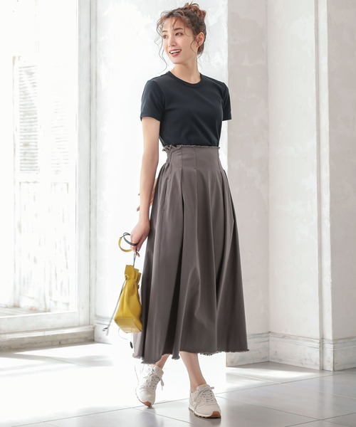 KOBE LETTUCE（コウベレタス）の「切りっぱなしストーンウォッシュスカート（スカート・レディース・ベージュ/カーキ/チャコール・FREE）」の7枚目の写真