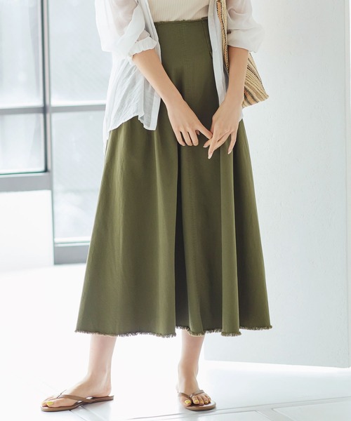 KOBE LETTUCE（コウベレタス）の「切りっぱなしストーンウォッシュスカート（スカート・レディース・ベージュ/カーキ/チャコール・FREE）」の10枚目の写真