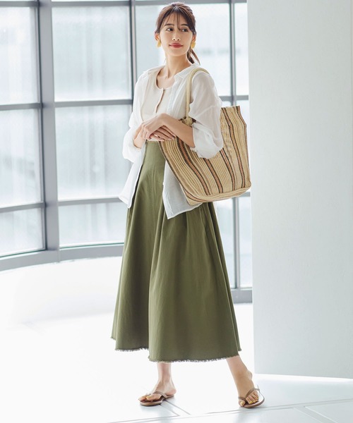 KOBE LETTUCE（コウベレタス）の「切りっぱなしストーンウォッシュスカート（スカート・レディース・ベージュ/カーキ/チャコール・FREE）」の9枚目の写真