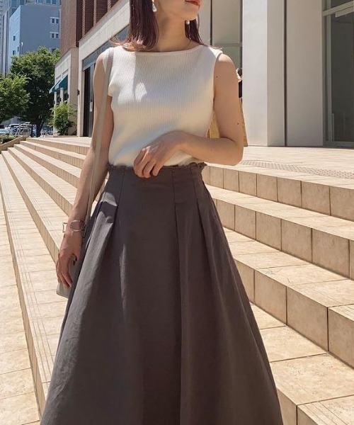 KOBE LETTUCE（コウベレタス）の「切りっぱなしストーンウォッシュスカート（スカート・レディース・ベージュ/カーキ/チャコール・FREE）」の5枚目の写真