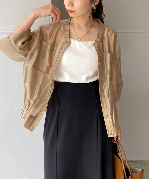 CAPRICIEUX LE'MAGE(カプリシューレマージュ)の「シアーシャツブルゾン(ブルゾン・レディース・ブラック/ベージュ/カーキ・FREE)」の2枚目の写真