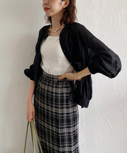 CAPRICIEUX LE'MAGE(カプリシューレマージュ)の「シアーシャツブルゾン(ブルゾン・レディース・ブラック/ベージュ/カーキ・FREE)」の1枚目の写真