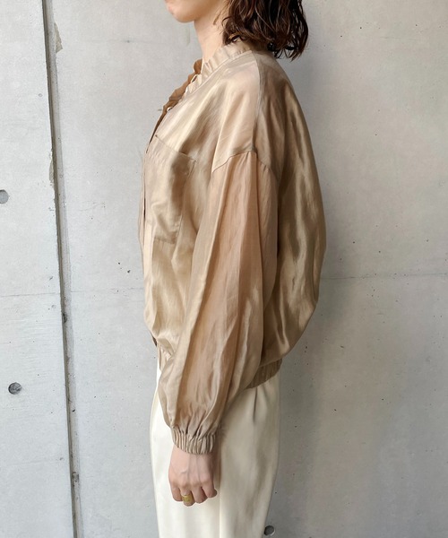 CAPRICIEUX LE'MAGE(カプリシューレマージュ)の「シアーシャツブルゾン(ブルゾン・レディース・ブラック/ベージュ/カーキ・FREE)」の9枚目の写真