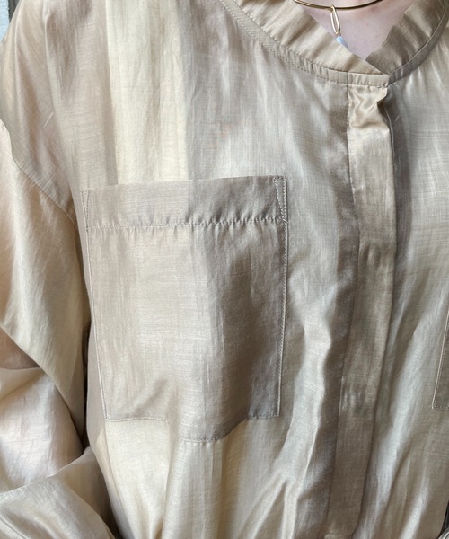 CAPRICIEUX LE'MAGE(カプリシューレマージュ)の「シアーシャツブルゾン(ブルゾン・レディース・ブラック/ベージュ/カーキ・FREE)」の13枚目の写真