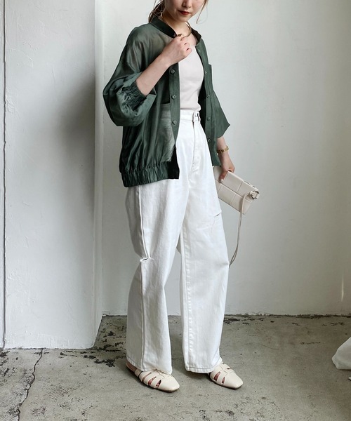 CAPRICIEUX LE'MAGE(カプリシューレマージュ)の「シアーシャツブルゾン(ブルゾン・レディース・ブラック/ベージュ/カーキ・FREE)」の7枚目の写真