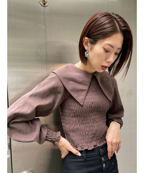 EMODA（エモダ）の「ビッグカラーブラウス（シャツ/ブラウス・レディース・アイボリー/ブラック/ブラウン・FREE）」の3枚目の写真