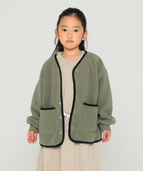 undeny.（アンディニ－）の「undeny./アンデニー フリースノーカラージャケット（ノーカラージャケット・キッズ・ベージュ/ブラック/カーキ・XL/M/L/S）」の7枚目の写真