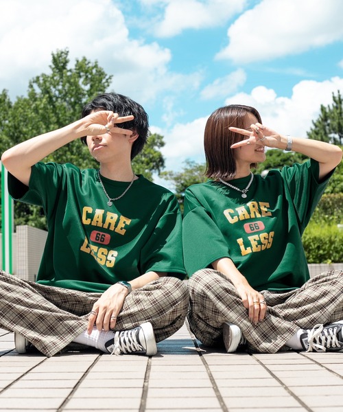 PairPair（ペアペア）の「ダンボールロゴT(ユニセックス)（Tシャツ/カットソー・レディース・グリーン/オフホワイト/グレイッシュブルー・MEDIUM/LARGE）」の3枚目の写真