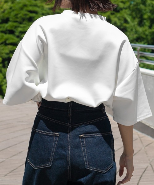 PairPair（ペアペア）の「ダンボールロゴT(ユニセックス)（Tシャツ/カットソー・レディース・グリーン/オフホワイト/グレイッシュブルー・MEDIUM/LARGE）」の4枚目の写真