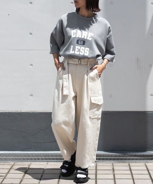 PairPair（ペアペア）の「ダンボールロゴT(ユニセックス)（Tシャツ/カットソー・レディース・グリーン/オフホワイト/グレイッシュブルー・MEDIUM/LARGE）」の12枚目の写真