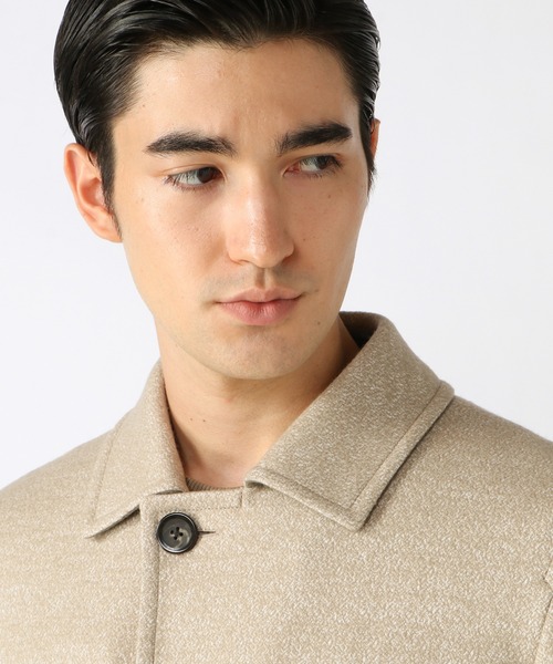 CROWDED CLOSET(クラウデッドクローゼット)の「ウールジャガード圧縮ニットステンカラーコート(ステンカラーコート・メンズ・ブラック/ベージュ/ネイビー・01/02/03/04)」の7枚目の写真