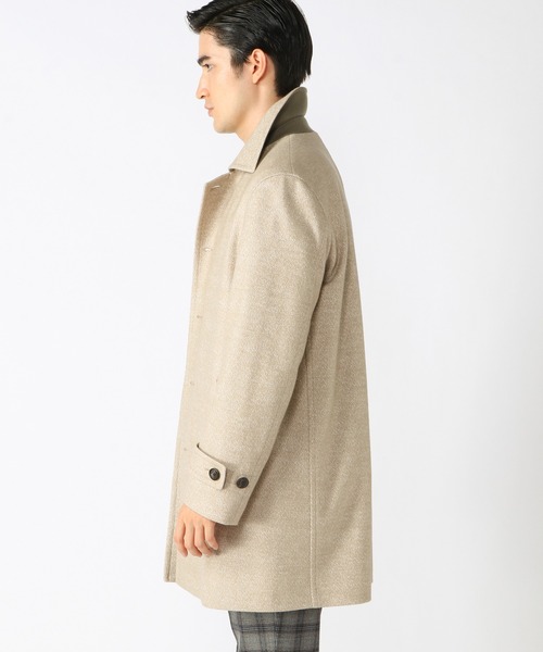 CROWDED CLOSET(クラウデッドクローゼット)の「ウールジャガード圧縮ニットステンカラーコート(ステンカラーコート・メンズ・ブラック/ベージュ/ネイビー・01/02/03/04)」の8枚目の写真