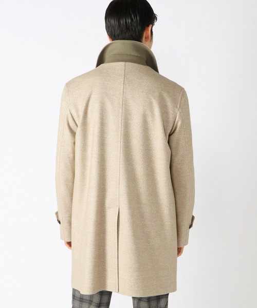 CROWDED CLOSET(クラウデッドクローゼット)の「ウールジャガード圧縮ニットステンカラーコート(ステンカラーコート・メンズ・ブラック/ベージュ/ネイビー・01/02/03/04)」の9枚目の写真