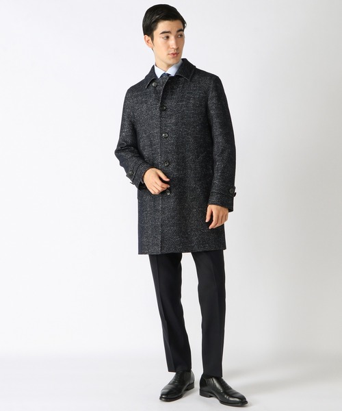 CROWDED CLOSET(クラウデッドクローゼット)の「ウールジャガード圧縮ニットステンカラーコート(ステンカラーコート・メンズ・ブラック/ベージュ/ネイビー・01/02/03/04)」の11枚目の写真