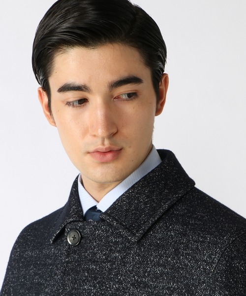 CROWDED CLOSET(クラウデッドクローゼット)の「ウールジャガード圧縮ニットステンカラーコート(ステンカラーコート・メンズ・ブラック/ベージュ/ネイビー・01/02/03/04)」の13枚目の写真