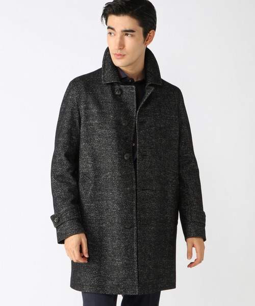 CROWDED CLOSET(クラウデッドクローゼット)の「ウールジャガード圧縮ニットステンカラーコート(ステンカラーコート・メンズ・ブラック/ベージュ/ネイビー・01/02/03/04)」の14枚目の写真