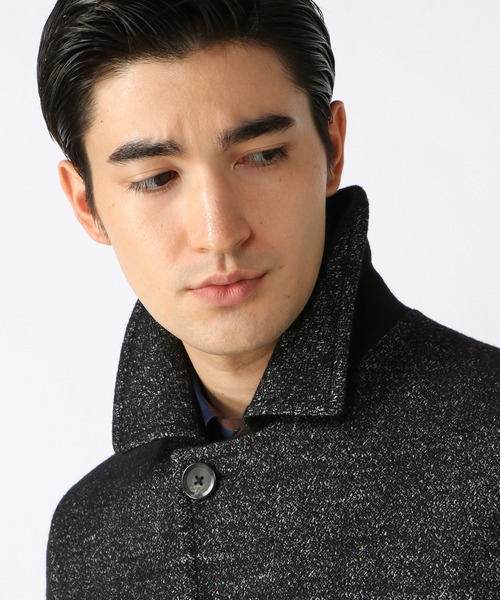 CROWDED CLOSET(クラウデッドクローゼット)の「ウールジャガード圧縮ニットステンカラーコート(ステンカラーコート・メンズ・ブラック/ベージュ/ネイビー・01/02/03/04)」の16枚目の写真