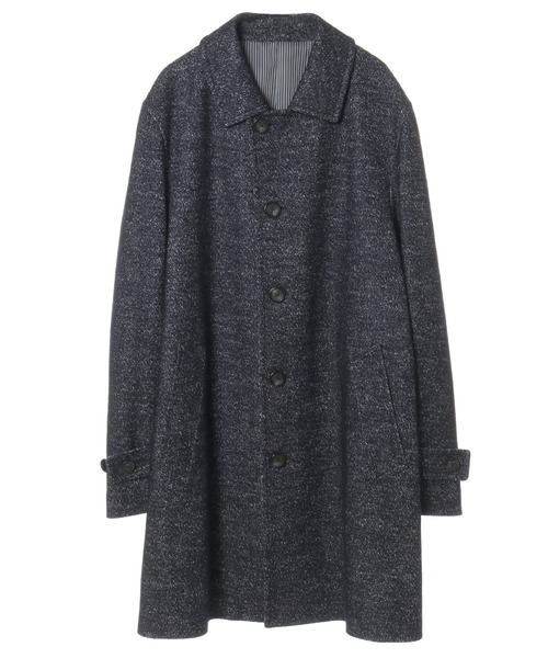 CROWDED CLOSET(クラウデッドクローゼット)の「ウールジャガード圧縮ニットステンカラーコート(ステンカラーコート・メンズ・ブラック/ベージュ/ネイビー・01/02/03/04)」の18枚目の写真