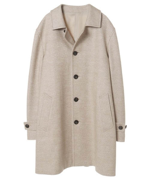 CROWDED CLOSET(クラウデッドクローゼット)の「ウールジャガード圧縮ニットステンカラーコート(ステンカラーコート・メンズ・ブラック/ベージュ/ネイビー・01/02/03/04)」の19枚目の写真