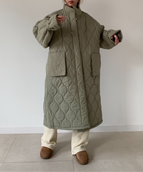 Didot.showroom（ディドット ショールーム）の「quilting long padding / スタンドカラーロングキルティングコート（ダウンジャケット/コート・レディース・ブラック/カーキ/アイボリー・FREE）」の21枚目の写真