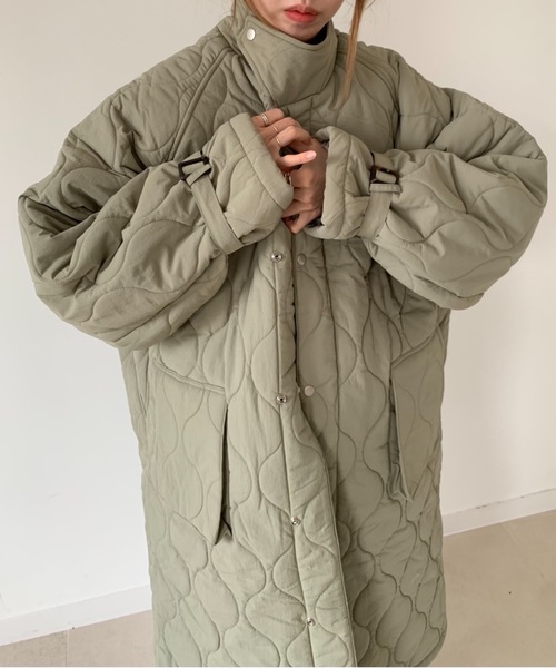 Didot.showroom（ディドット ショールーム）の「quilting long padding / スタンドカラーロングキルティングコート（ダウンジャケット/コート・レディース・ブラック/カーキ/アイボリー・FREE）」の19枚目の写真