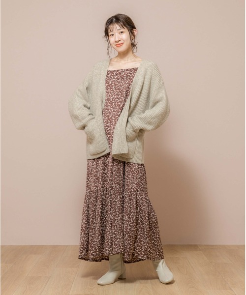 flower（フラワー）の「フローラルギャザーワンピース（ワンピース・レディース・ブラウン/ブルー・FREE）」の2枚目の写真