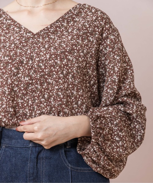 flower（フラワー）の「フローラルギャザーワンピース（ワンピース・レディース・ブラウン/ブルー・FREE）」の6枚目の写真