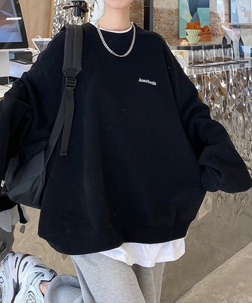 レイヤード風ワンポイントロゴドッキングトレーナー（スウェット