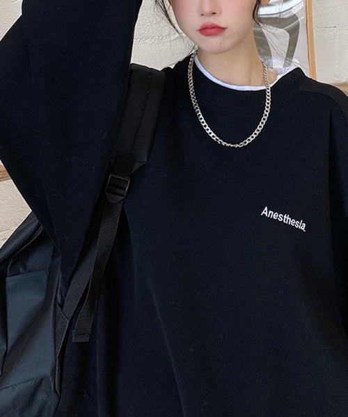 レイヤード風ワンポイントロゴドッキングトレーナー（スウェット