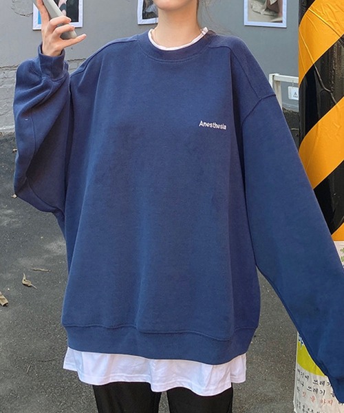 レイヤード風ワンポイントロゴドッキングトレーナー（スウェット