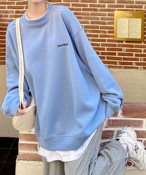 レイヤード風ワンポイントロゴドッキングトレーナー（スウェット