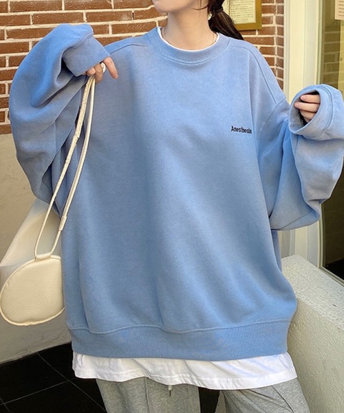 レイヤード風ワンポイントロゴドッキングトレーナー（スウェット