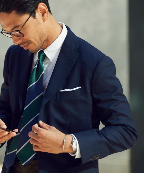 Cricket（クリケット）の「[クリケット] Cricket 6色メランジ ビッグストライプ柄 ネクタイ（ネクタイ・メンズ・ダークグリーン/ネイビー/ワイン/イエロー・FREE）」の5枚目の写真