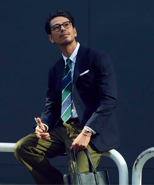 Cricket（クリケット）の「[クリケット] Cricket 6色メランジ ビッグストライプ柄 ネクタイ（ネクタイ・メンズ・ダークグリーン/ネイビー/ワイン/イエロー・FREE）」の6枚目の写真