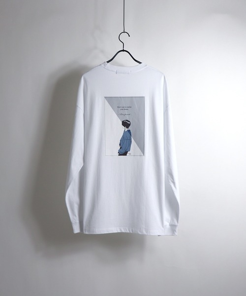 Confirm(コンファーム)の「Confirm / コンファーム ピアス / ライダースボーイ ビッグプリントロンT(Tシャツ/カットソー・メンズ・ブルー/ホワイト/ホワイト系その他/ブラック系その他/サックスブルー/ブラック・L/M)」の2枚目の写真
