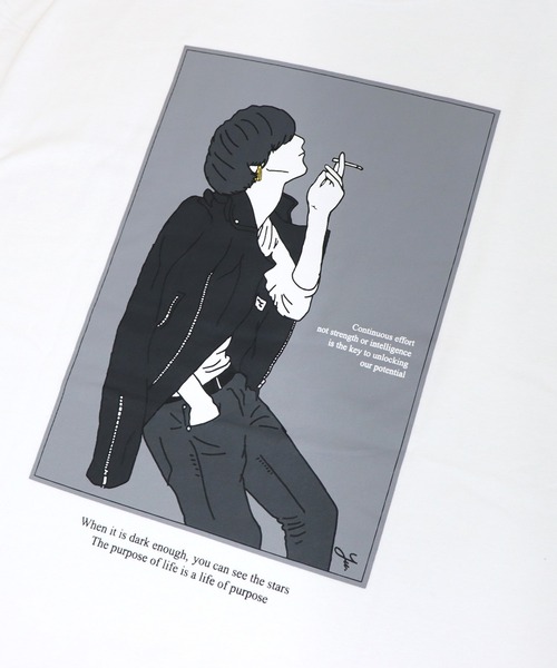 Confirm(コンファーム)の「Confirm / コンファーム ピアス / ライダースボーイ ビッグプリントロンT(Tシャツ/カットソー・メンズ・ブルー/ホワイト/ホワイト系その他/ブラック系その他/サックスブルー/ブラック・L/M)」の10枚目の写真