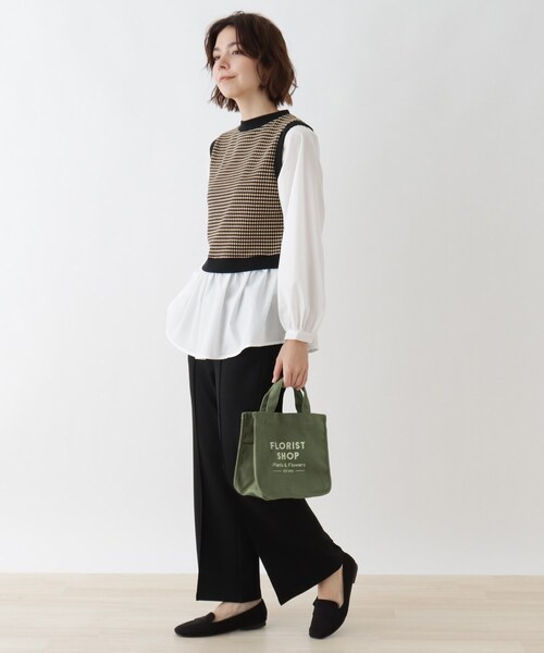 SHOO・LA・RUE(シューラルー)の「◆キャンバスFLORISTトート(トートバッグ・レディース・ブラック/ライトベージュ/オレンジ/ライトグリーン系・00)」の12枚目の写真