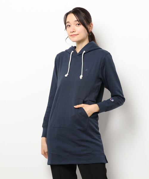 Champion（チャンピオン）の「【CHAMPION】スウェットロングパーカー（ニット/セーター・レディース・ダークネイビー/MD.GRY・2）」の2枚目の写真