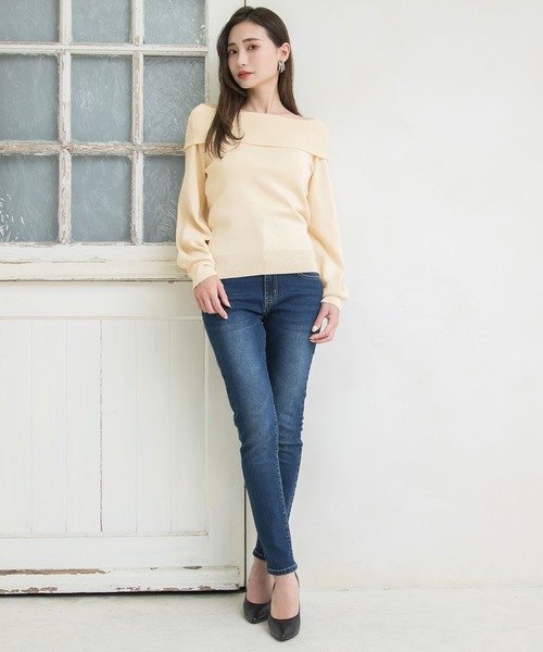 Newlyme(ニューリーミー)の「カシミヤタッチオフショルニットトップス(ニット/セーター・レディース・アイボリー/グレイッシュベージュ/ブラック/ボルドー/モカ・MEDIUM/LARGE/X-LARGE)」の8枚目の写真