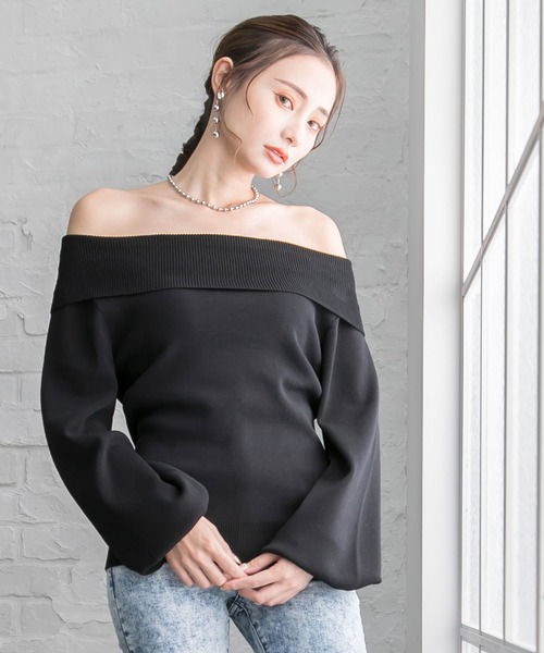 Newlyme(ニューリーミー)の「カシミヤタッチオフショルニットトップス(ニット/セーター・レディース・アイボリー/グレイッシュベージュ/ブラック/ボルドー/モカ・MEDIUM/LARGE/X-LARGE)」の12枚目の写真
