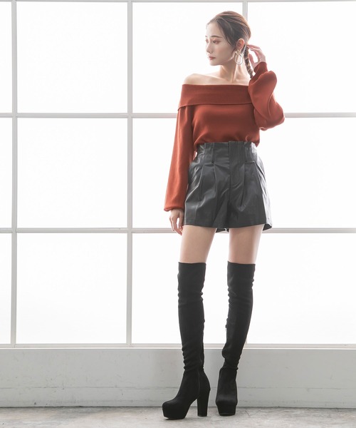 Newlyme(ニューリーミー)の「カシミヤタッチオフショルニットトップス(ニット/セーター・レディース・アイボリー/グレイッシュベージュ/ブラック/ボルドー/モカ・MEDIUM/LARGE/X-LARGE)」の17枚目の写真