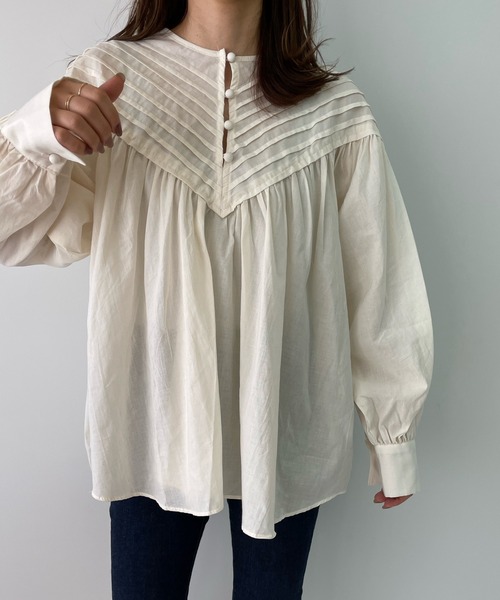 LE MORE（リモア）の「ドビーストライプブラウス（シャツ/ブラウス・レディース・ブラック/アイボリー・FREE）」の2枚目の写真