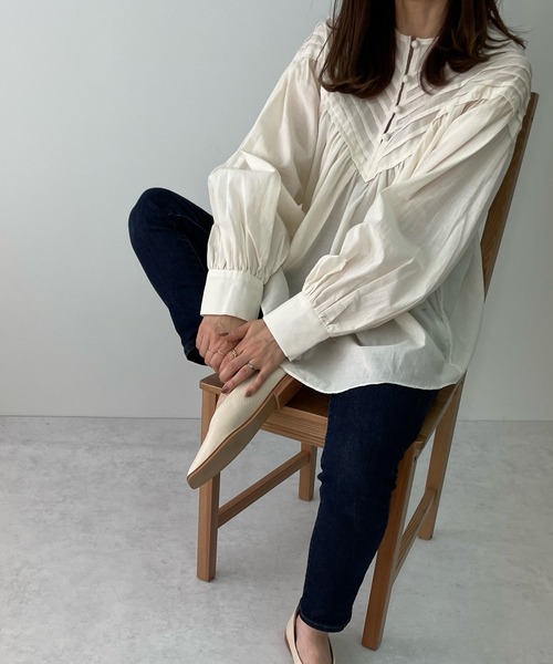 LE MORE（リモア）の「ドビーストライプブラウス（シャツ/ブラウス・レディース・ブラック/アイボリー・FREE）」の5枚目の写真