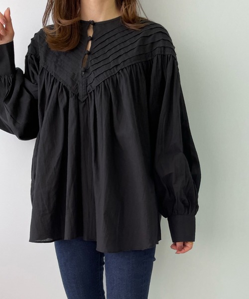 LE MORE（リモア）の「ドビーストライプブラウス（シャツ/ブラウス・レディース・ブラック/アイボリー・FREE）」の12枚目の写真