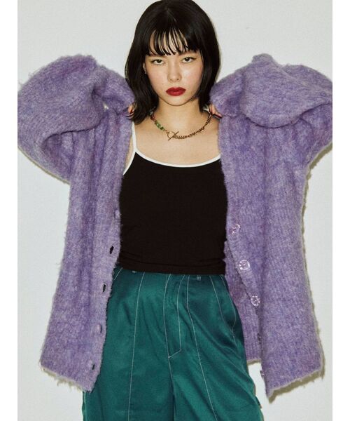 jouetie（ジュエティ）の「モヘアライクチュニックカーデ（カーディガン/ボレロ・レディース・パープル/ブラック/ブルー・MEDIUM）」の11枚目の写真
