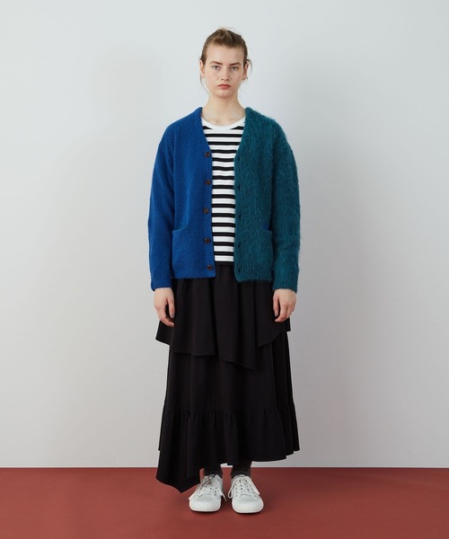 FRAPBOIS(フラボア)の「バイカーデ(カーディガン/ボレロ・レディース・ターコイズブルー/グレー・2/1)」の4枚目の写真