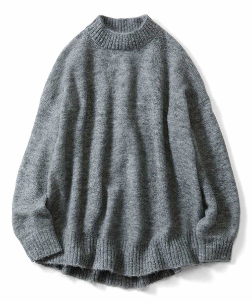 IEDIT（イディット）の「ＩＥＤＩＴ　着心地ふんわり軽やか　アルパカ混のウオッシャブルフレアーニット（ニット/セーター・レディース・ネイビー/グレー/ベージュ・MEDIUM/LARGE/X-LARGE/XX-LARGE）」の2枚目の写真